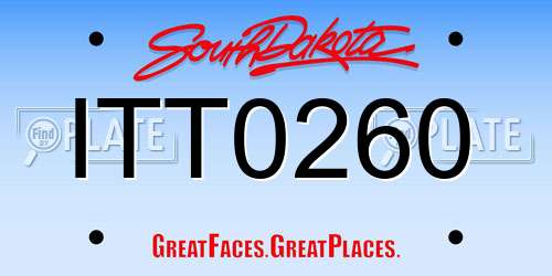 ITT0260 South Dakota License Plate