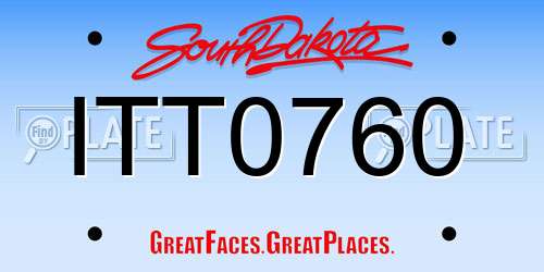 ITT0760 South Dakota License Plate
