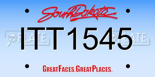 ITT1545 South Dakota License Plate
