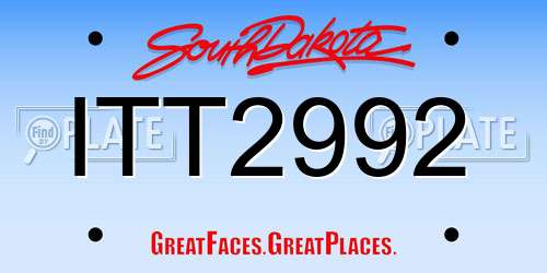 ITT2992 South Dakota License Plate