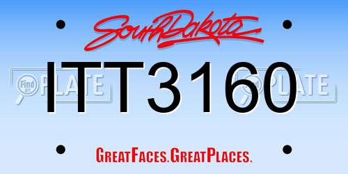 ITT3160 South Dakota License Plate