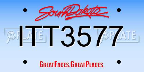 ITT3577 South Dakota License Plate