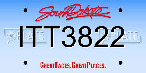 ITT3822 South Dakota License Plate