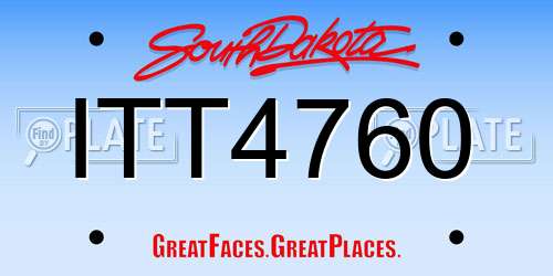ITT4760 South Dakota License Plate