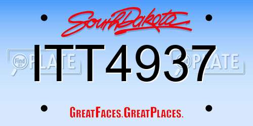 ITT4937 South Dakota License Plate
