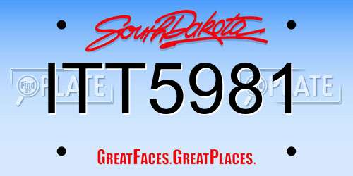ITT5981 South Dakota License Plate