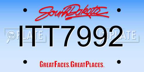 ITT7992 South Dakota License Plate