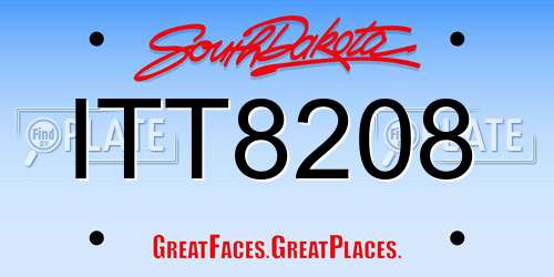 ITT8208 South Dakota License Plate