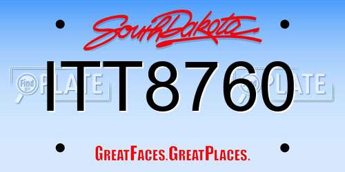 ITT8760 South Dakota License Plate