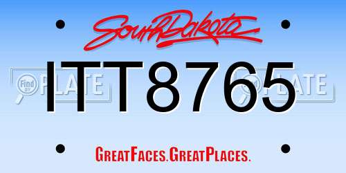 ITT8765 South Dakota License Plate
