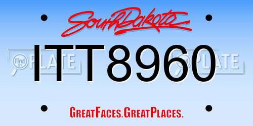 ITT8960 South Dakota License Plate