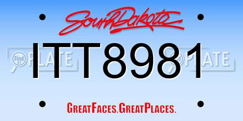 ITT8981 South Dakota License Plate