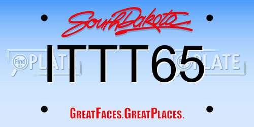 ITTT65 South Dakota License Plate