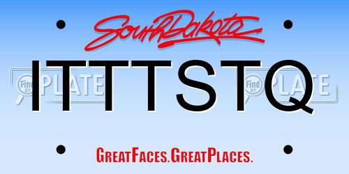 ITTTSTQ South Dakota License Plate
