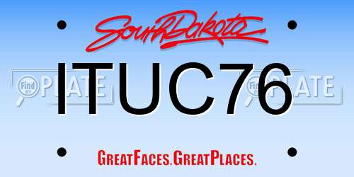 ITUC76 South Dakota License Plate