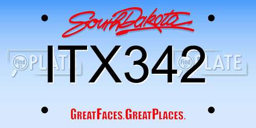 ITX342 South Dakota License Plate