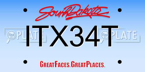 ITX34T South Dakota License Plate