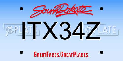 ITX34Z South Dakota License Plate