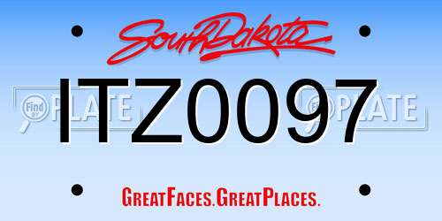 ITZ0097 South Dakota License Plate