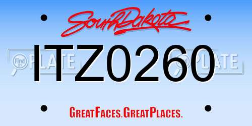 ITZ0260 South Dakota License Plate