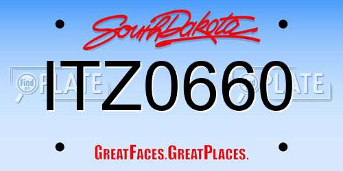 ITZ0660 South Dakota License Plate