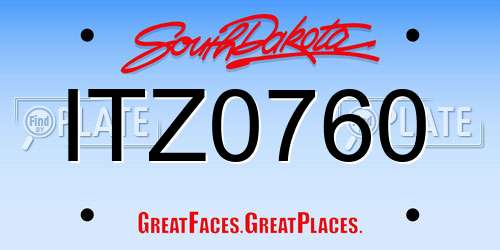 ITZ0760 South Dakota License Plate
