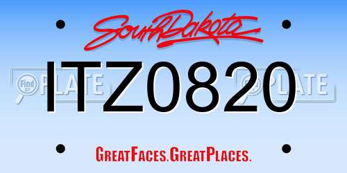 ITZ0820 South Dakota License Plate