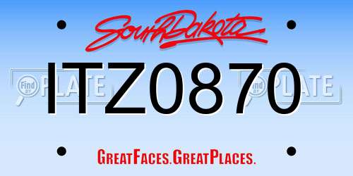 ITZ0870 South Dakota License Plate