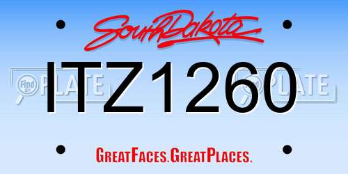 ITZ1260 South Dakota License Plate