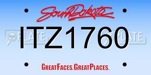 ITZ1760 South Dakota License Plate