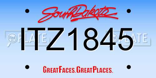 ITZ1845 South Dakota License Plate