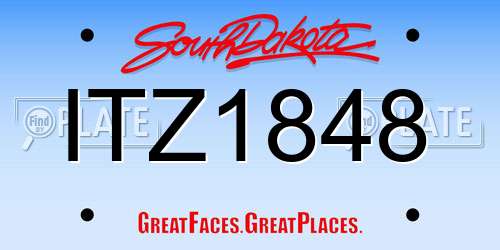 ITZ1848 South Dakota License Plate