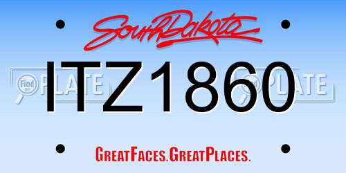 ITZ1860 South Dakota License Plate