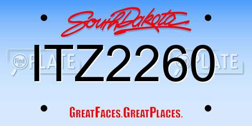 ITZ2260 South Dakota License Plate