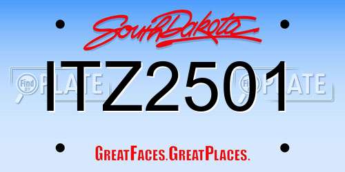 ITZ2501 South Dakota License Plate
