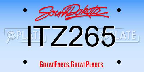 ITZ265 South Dakota License Plate