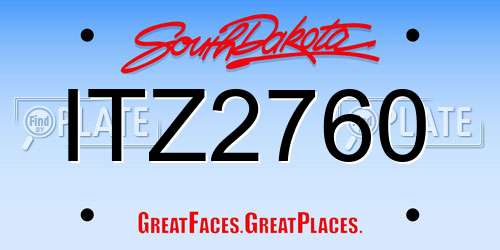 ITZ2760 South Dakota License Plate