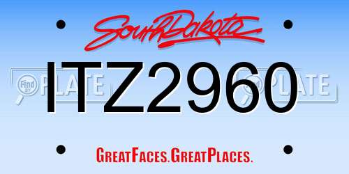 ITZ2960 South Dakota License Plate