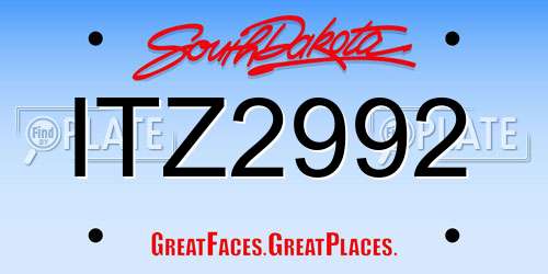 ITZ2992 South Dakota License Plate