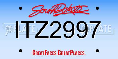 ITZ2997 South Dakota License Plate