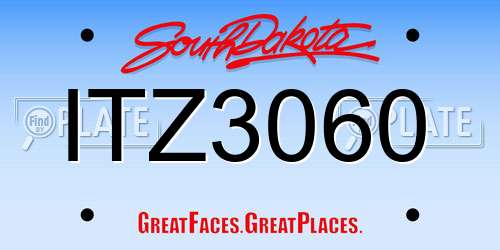ITZ3060 South Dakota License Plate