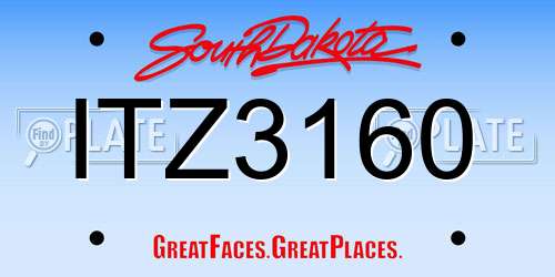 ITZ3160 South Dakota License Plate