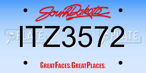 ITZ3572 South Dakota License Plate