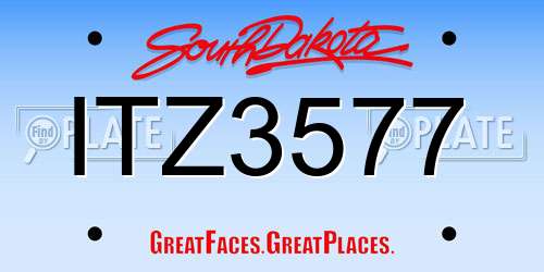 ITZ3577 South Dakota License Plate