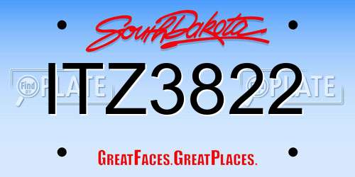 ITZ3822 South Dakota License Plate