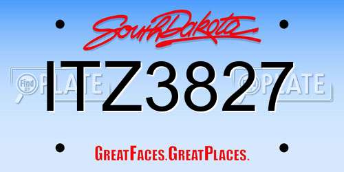 ITZ3827 South Dakota License Plate