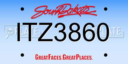 ITZ3860 South Dakota License Plate