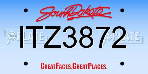 ITZ3872 South Dakota License Plate