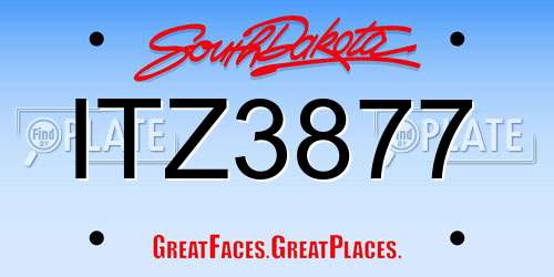 ITZ3877 South Dakota License Plate