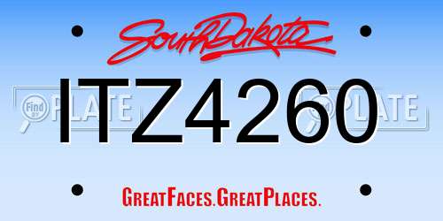 ITZ4260 South Dakota License Plate